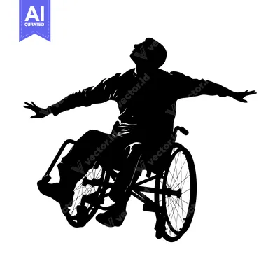 Aset desain premium: Silhouette of a Person in a Wheelchair Looking Upwards
