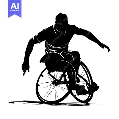 Aset premium populer: Silhouette of a Person in a Wheelchair with One Arm Extended