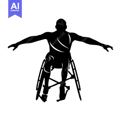 Popular premium asset: Silhouette of a wheelchair athlete reaching forward with arms outstret