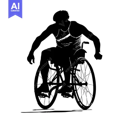 Aset premium populer: Silhouette of a Wheelchair Athlete in Motion