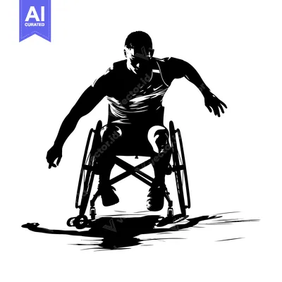 Aset premium populer: Black and White Silhouette of a Man in a Wheelchair Reaching Outward