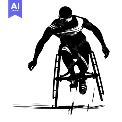 Premium design asset: Silhouette of a Wheelchair Athlete Reaching the Finish Line