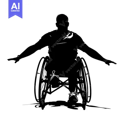 Popular premium asset: Silhouette of a Man in a Wheelchair with Arms Outstretched