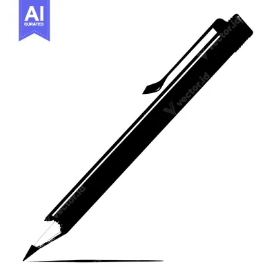 Premium design asset: Black and White Illustration of a Pencil in Writing Position
