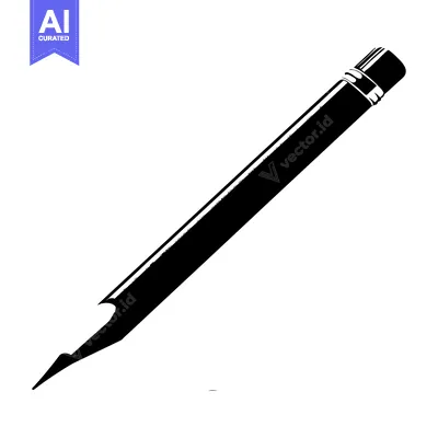 Aset desain premium: A Simple Black and White Silhouette of a Pencil