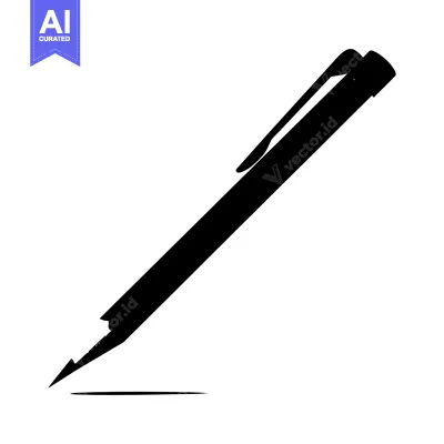 Aset desain premium: A Black and White Silhouette of a Pen Drawing a Line