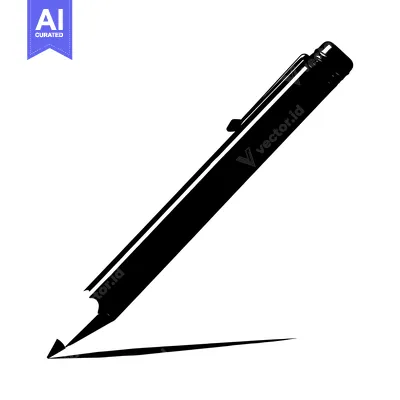 Aset desain premium: Black and White Silhouette of a Pencil Drawing a Line
