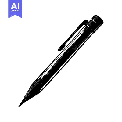 Aset desain premium: Hand-drawn Black and White Illustration of a Pencil