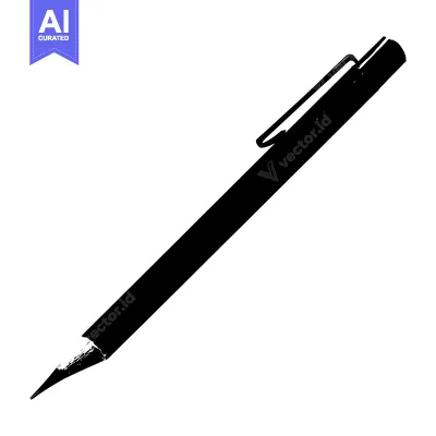 Aset premium populer: Black and White Illustration of a Pencil with a Clip