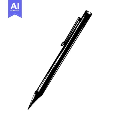 Aset desain premium: A Black and White Sketch of a Pen