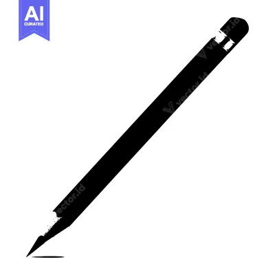 Aset premium populer: A black and white silhouette of a pencil with a sharp point, lying on