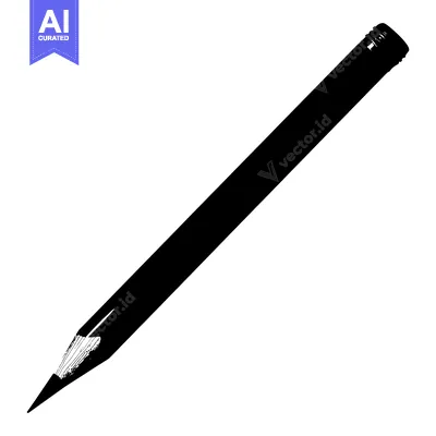 Aset desain premium: A Black and White Silhouette of a Pencil