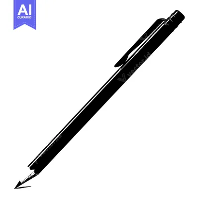 Aset desain premium: A black and white silhouette of a pencil with an eraser