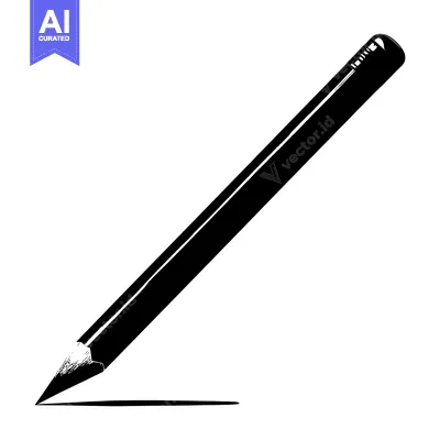 Aset desain premium: Black and White Illustration of a Pencil Drawing a Line