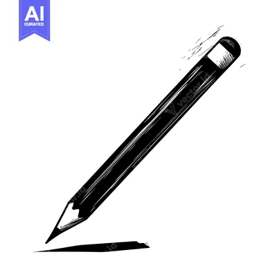 Aset desain premium: Hand-drawn sketch of a pencil with a line drawn underneath it