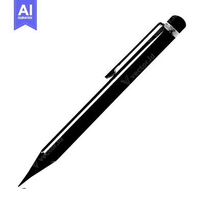 Aset desain premium: A Black and White Silhouette of a Pencil with an Eraser