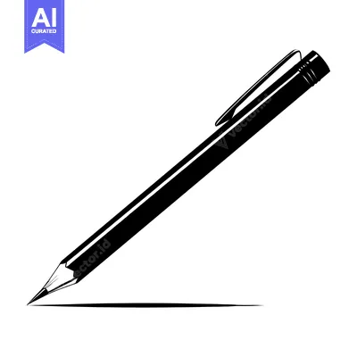 Aset desain premium: Black and White Illustration of a Pencil with Eraser