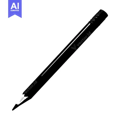 Aset desain premium: Black and White Silhouette of a Pencil with Eraser