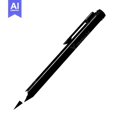 Aset desain premium: Black and white silhouette of a sharpened pencil