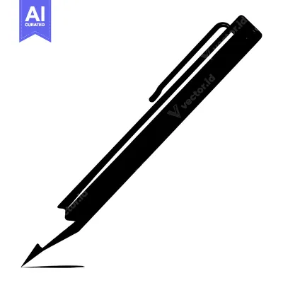Aset premium populer: Black and White Illustration of a Pen Writing a Line