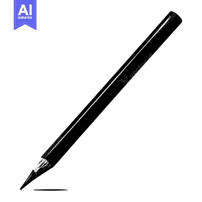Premium design asset: A Black and White Illustration of a Pencil Pointing Downward