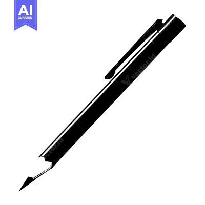 Aset desain premium: Black and white illustration of a pencil with a cap