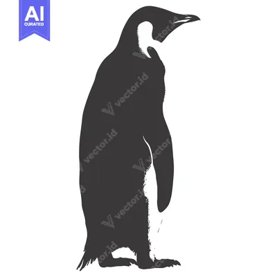 Aset desain premium: A Black and White Silhouette of a Penguin Standing Tall