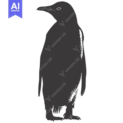 Aset desain premium: A Silhouetted Penguin Standing on a White Background