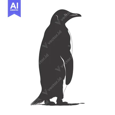 A Silhouette of a Penguin Standing on a White Background