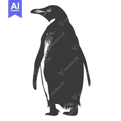 Aset premium populer: Black and White Silhouette of a Penguin Standing Upright