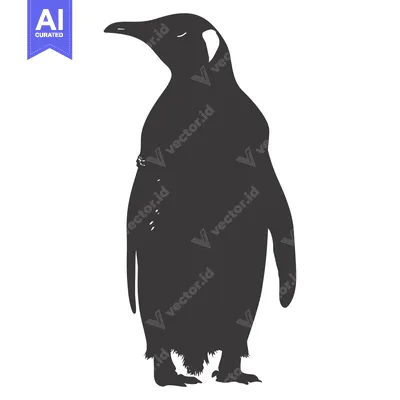Aset premium populer: Black and White Silhouette of a Standing Penguin