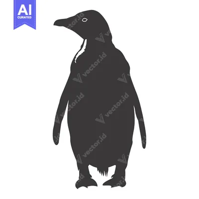 Premium design asset: Black and White Silhouette of a Penguin Standing