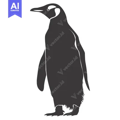 Aset desain premium: Silhouette of a Standing Penguin with White Patches