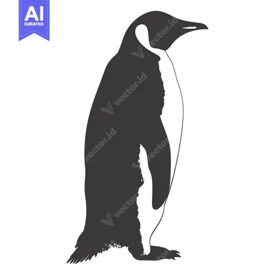 Aset premium populer: A Black and White Silhouette of a Penguin Standing on a White Backgrou