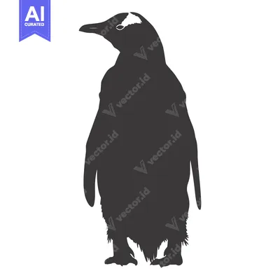 Aset premium populer: Silhouette of a penguin standing on a white background