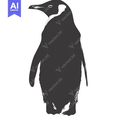 Aset premium populer: Black and White Silhouette of a Penguin Standing