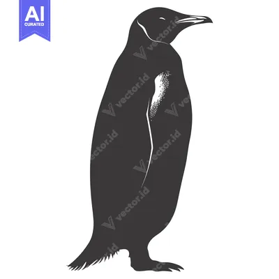 Popular premium asset: Black and White Silhouette of a Standing Penguin
