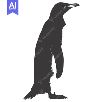 Aset desain premium: A Black and White Silhouette of a Standing Penguin