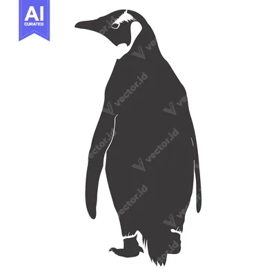 Aset premium populer: Black and White Silhouette of a Standing Penguin