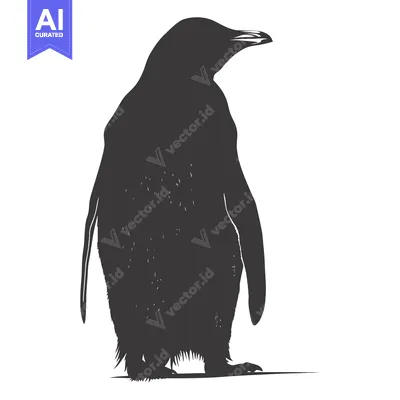 Premium design asset: Silhouette of a Penguin Standing on a White Background