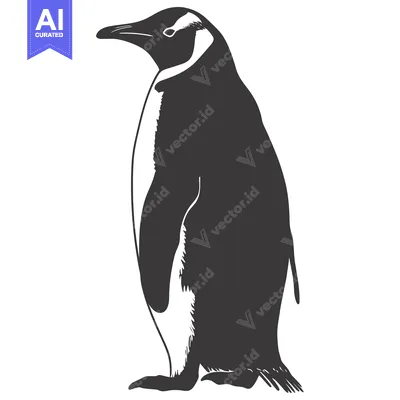 Aset premium populer: A Silhouetted Penguin Standing Tall Against a White Background