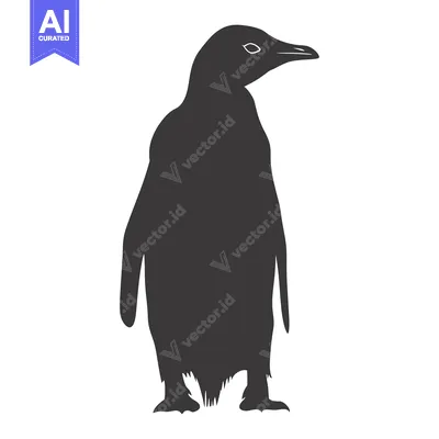 Popular premium asset: Black and white silhouette of a standing penguin
