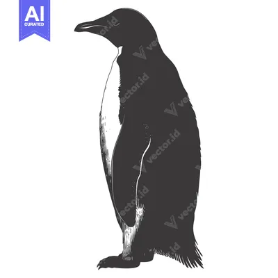 Popular premium asset: A Detailed Black and White Silhouette of a Penguin