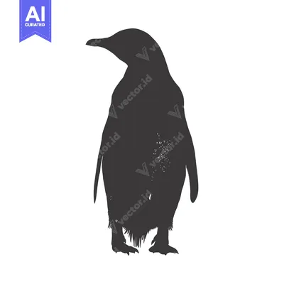 Popular premium asset: Silhouette of a penguin standing upright with its wings folded