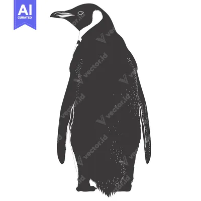 Aset premium populer: Silhouette of a Penguin Standing on a White Background
