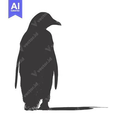 Aset premium populer: Silhouette of a penguin standing on a white background with a shadow b