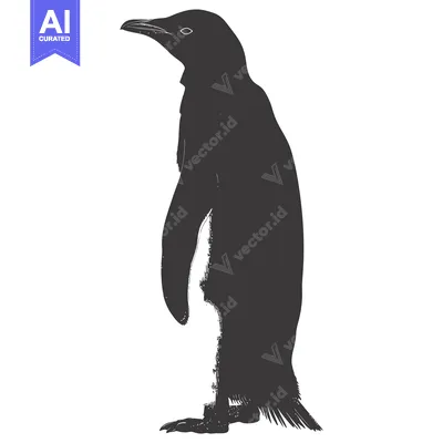 Aset premium populer: A Single Penguin Standing with Its Wings Folded