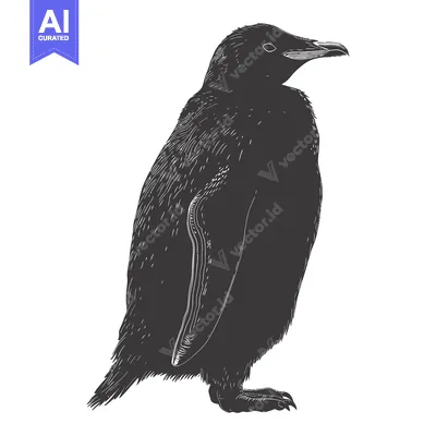 Popular premium asset: Black and White Illustration of a Standing Penguin
