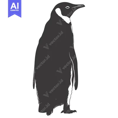 Popular premium asset: A black and white illustration of a penguin standing upright.