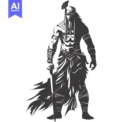 Aset premium populer: A Silhouetted Warrior Holding a Sword